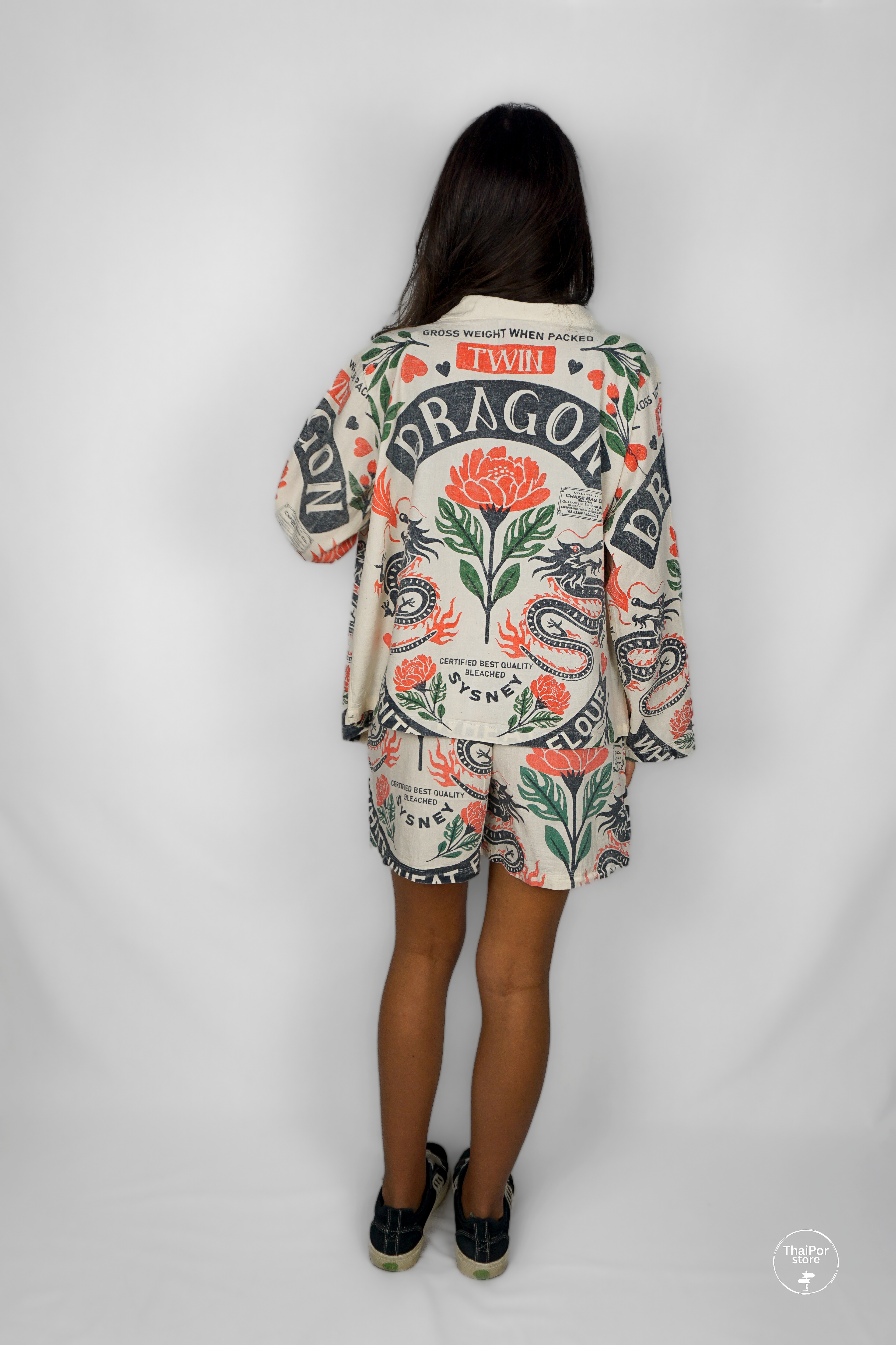 Twin Dragon short kimono